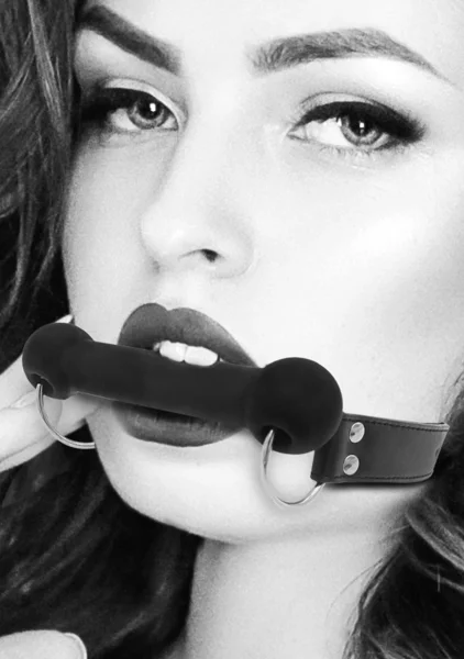 Silicone Bit Gag With Adjustable Bonded Leather Straps - Black