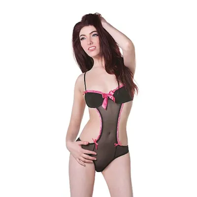 Mesh Teddy With Ribbons Pink L xl