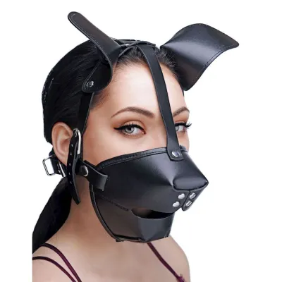 Pup Puppy Play Hood And Breathable Ball Gag Black O s