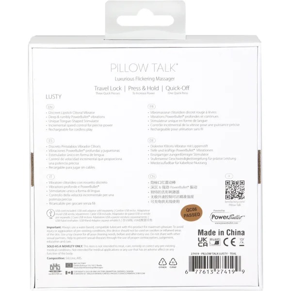 Pillow Talk Lusty Luxurious Rechargeable Silicone Flickering Massager - Teal