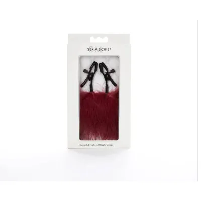 Sex and Mischief Enchanted Feather Nipple Clamps Burgundy