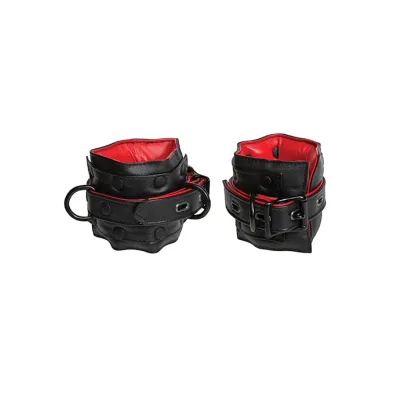 Kink Leather Submissive Accessories Ankle Restraints Black