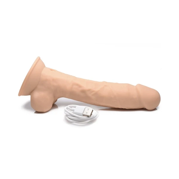 Fleshstixxx Vibrating Rechargeable Dong 8 In. Tan — image 9 of 13