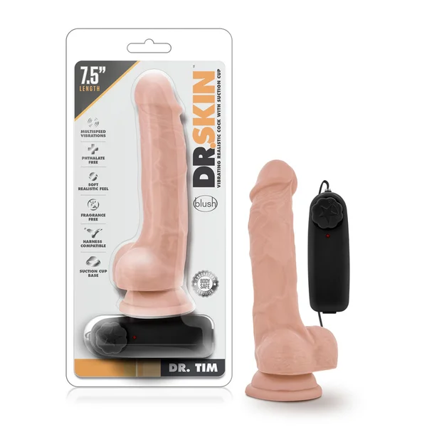 Dr. Skin - Dr. Tim - 7.5 Inch Vibrating Cock With  Suction Cup - Vanilla — image 8 of 12