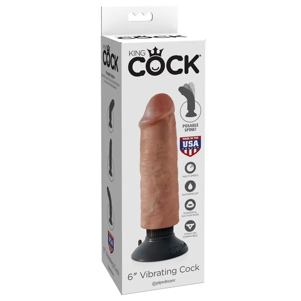King Cock 6" Vibrating Cock - Tan — image 15 of 18