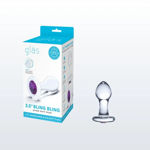 Gläs Bling Bling Glass Butt Plug - Purple