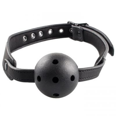 Bondara Matte PU Black Vented Ball Gag