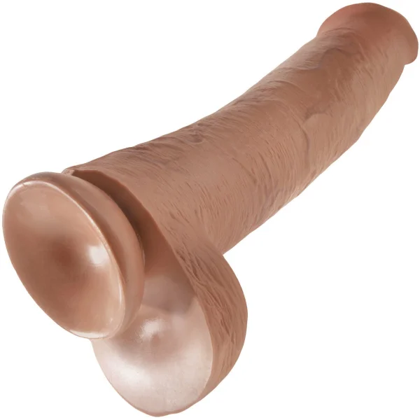 King Cock 15" Suction Cup Dildo With Balls - Caramel