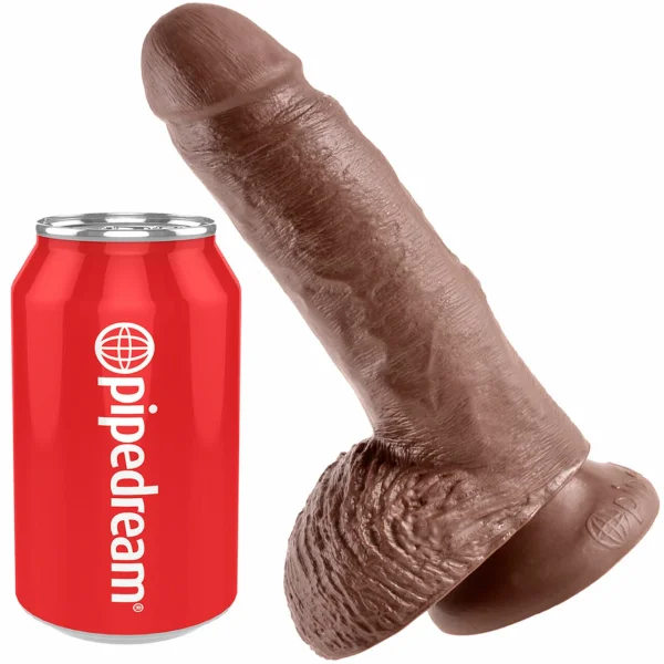 King Cock 7" Suction Cup Dildo With Balls - Chocolate