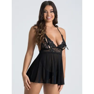 Lovehoney Peek a Boo Black Babydoll Set