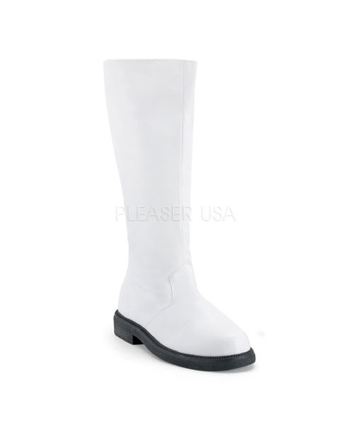 CAPTAIN-100 - Pirate Captain MEN'S WHT PU Knee BT