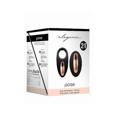 Elegance Dual Poise Vibrating Cock Ring Remote Black