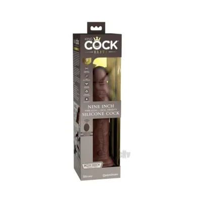 King Cock Elite Vibrating Silicone Dual density Cock With Remote 9 In Brown