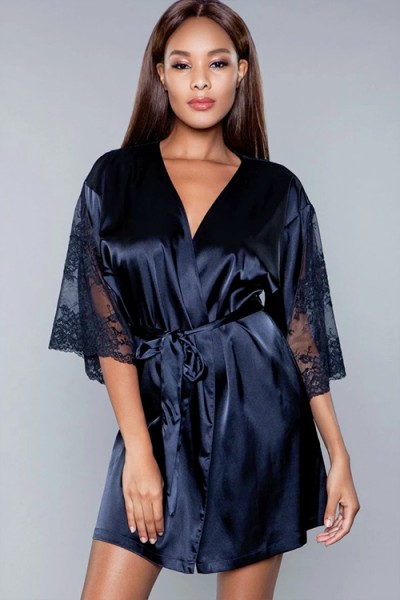 Be Wicked Grace Satin Robe with Lace Panels