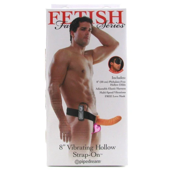 8" Vibrating Hollow Strap-On