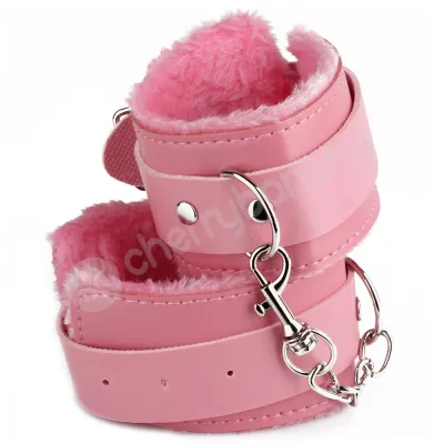 Cherry Banana Pink Faux Leather Fluffy Cuffs