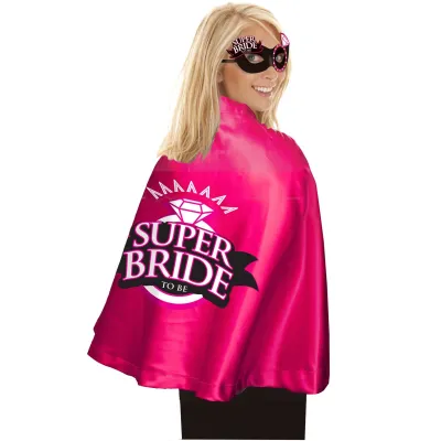 Super Bride Cape and Mask Hot Pink black