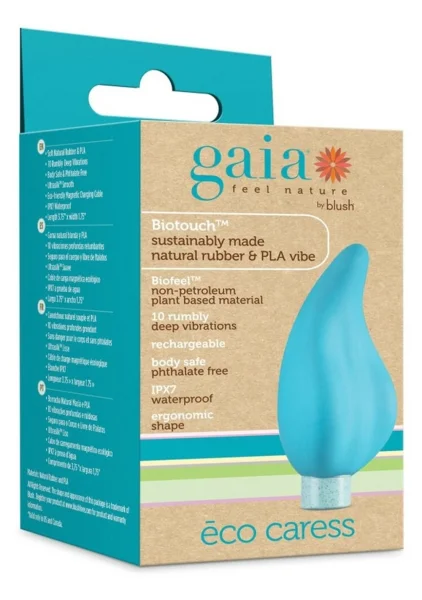 Gaia Eco Caress Rechargeable Waterproof Plant Based Clitoral Vibrator By Blush - Aqua