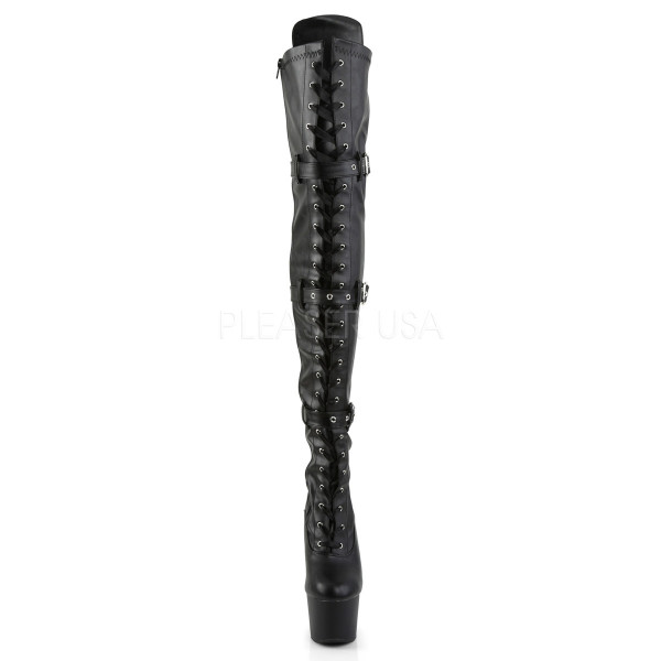 7 inches Heel, 2 3/4 inches PF Lace-Up Triple-Buckle Thigh Boot,Side Zip — image 6 of 8