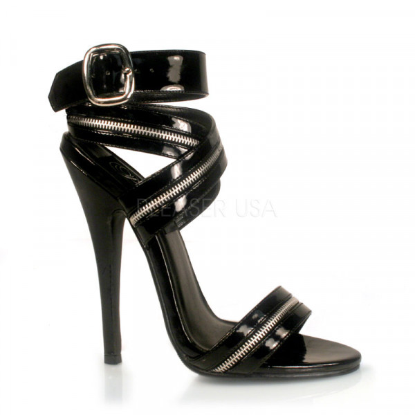 DOMINA-119 - 6" Zipper-Inlaid Wrap-Around Sandal