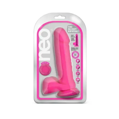 Neo Dual Density Dildo 8 In Neon Pink