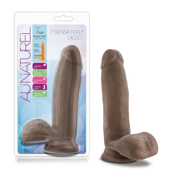 Au Naturel - 7" Sensa Feel Dildo - Chocolate — image 14 of 17