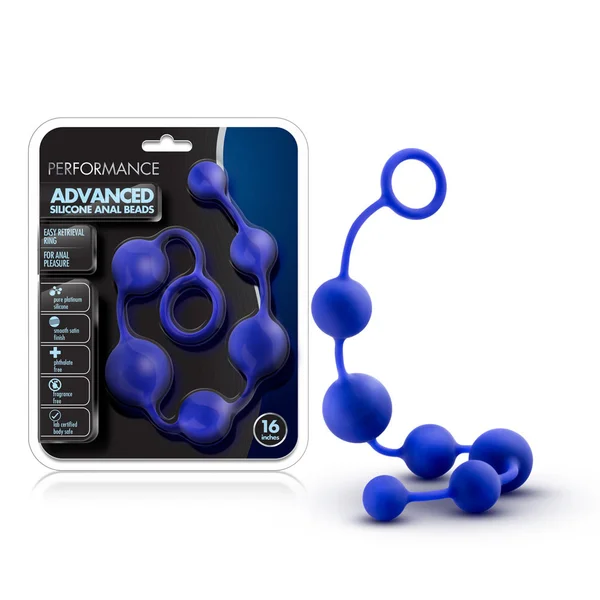 Performance - 16 Inch Silicone Anal Beads -  Indigo — image 8 of 9
