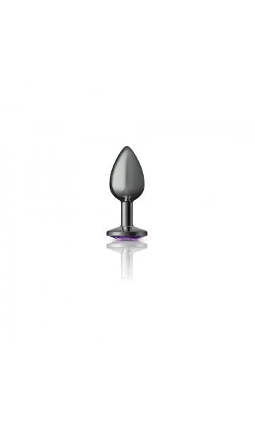 Cheeky Charms Gunmetal Grey Butt Plug with Purple Gem