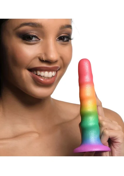Simply Sweet Zigzag Rainbow 6.7" Silicone Suction Cup Dildo