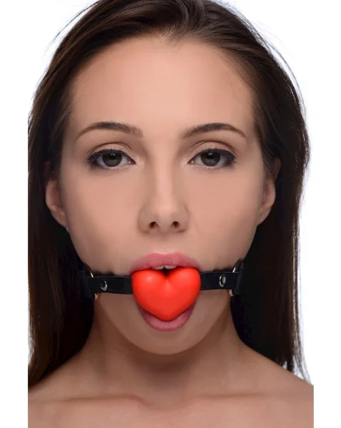 Heart Beat Silicone Heart Shaped Mouth Gag Red