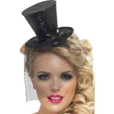 Mini Top Hat on Headband Black