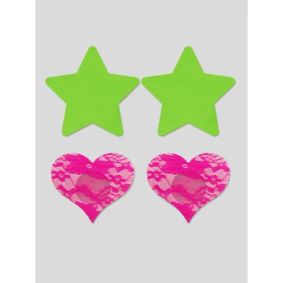 Fantasy Lingerie Neon Stars and Hearts Nipple Pasties