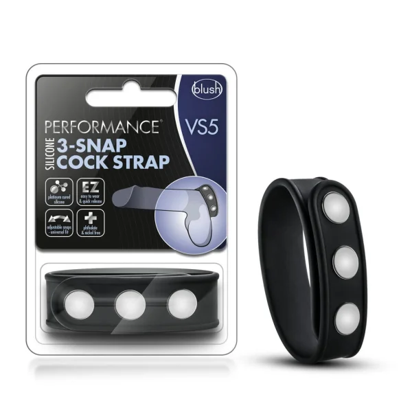 Blush Performance Black  VS5 Silicone 3 Snap Cock Strap — image 7 of 8