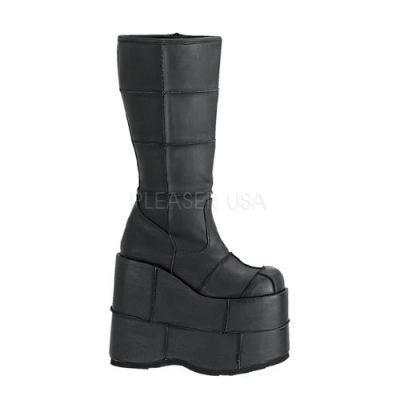 STACK 301 7 P F Goth Cyber GoGo Punk Patched Blk PU Knee BT