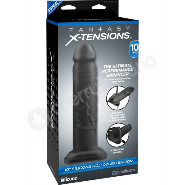 Fantasy X-tensions Black 10'' Silicone Hollow Extension Penis Sleeve