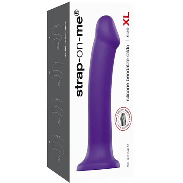 Strap-on-Me Bendable Dual Density Silicone Suction Cup Dildo - Large Purple
