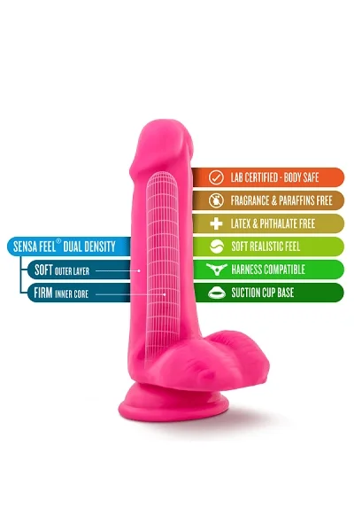 Blush Neo Neon Pink 6 Inch Dual Density Cock With Balls — image 10 of 13
