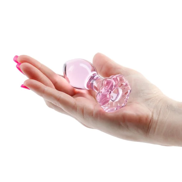Crystal Flower Glass Anal Plug Pink