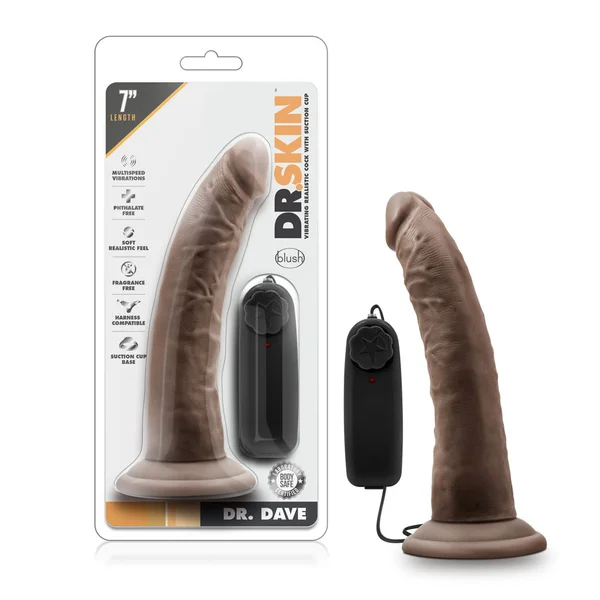 Dr. Skin - Dr. Dave - 7 Inch Vibrating Cock With Suction Cup - Chocolate — image 6 of 9