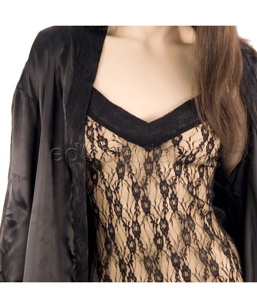 Chemise with robe and thong set