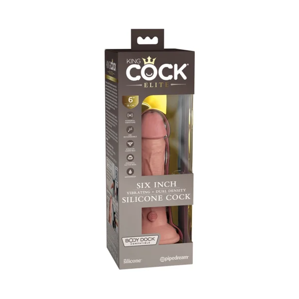 King Cock Elite 6 Inch Dual Density Vibrating Cock Flesh Pink