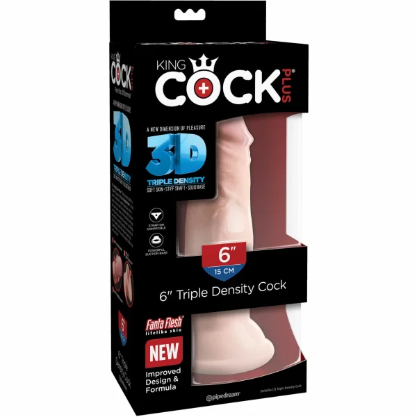 King Cock Plus 6" Triple Density Cock With Suction Cup Base - Vanilla