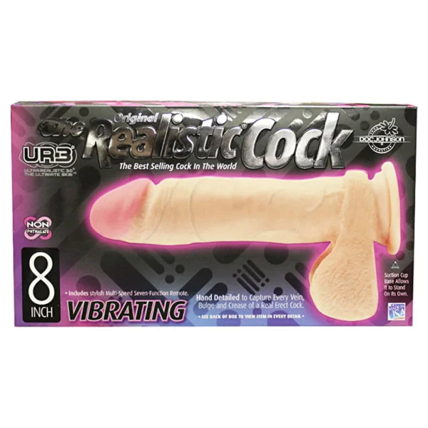 The Realistic Cock 8 Inch Vibrating Dildo Flesh Pink