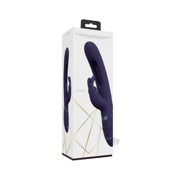 Rabbit Vibrators: Vive Mika Rechargeable Triple Motor Vibrating Rabbit With Innovative G-spot Flapping Stimulator Purp