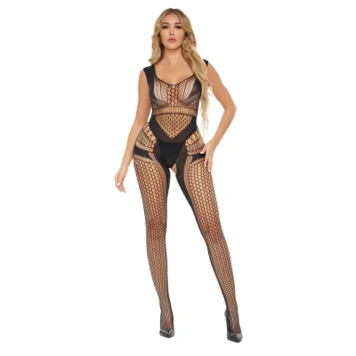 Catch Feelings Crotchless Bodystocking One Size Black