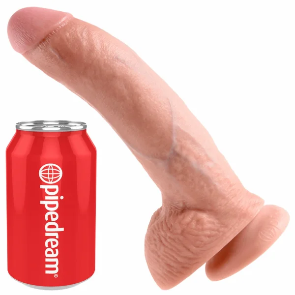 King Cock 9" Suction Cup Dildo With Balls - Vanilla