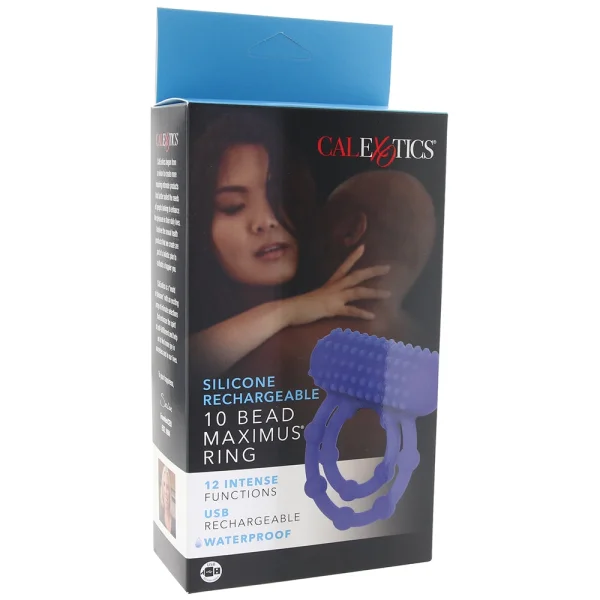 Silicone Rechargeable 10 Bead Maximus Vibrating Cock Ring By CalExotics