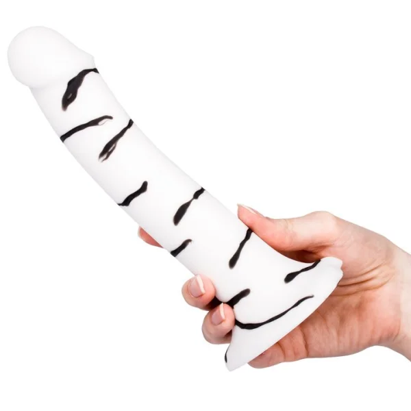 Mon Amour Love Sucks Black Stripe Suction Dildo - 7.7 Inch