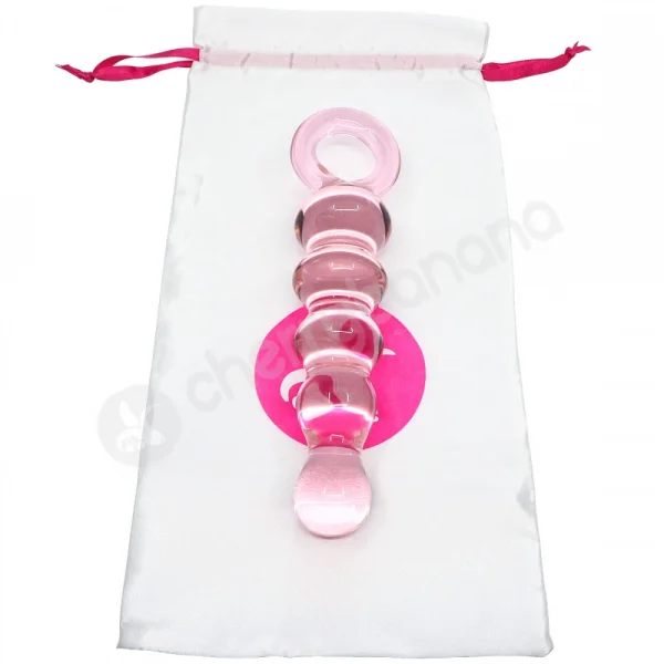 Crystal Pleasures Glass Pink Anal Delight Beaded Dildo