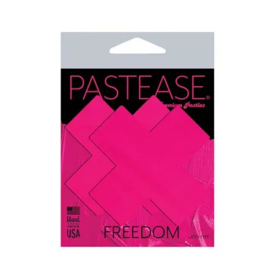 Pastease Plus X Neon Pink Day glow Lycra Cross Nipple Pasties